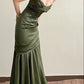 Sexy Mermaid Straps Green Party Dresses Satin Long Prom Dresses       S5245