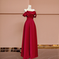 Red off-the-shoulder fitted long elegant ball gown/bridal dress R8422
