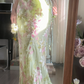 Light green, fresh and elegant halter-neck, fitted, bodycon long ball gown R7753