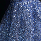 Blue suspender sequined backless waist A-line puffy princess dress homecoming dress R4955