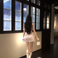 Pink satin sleeveless waist slim fit temperament princess skirt homecoming dress R5076