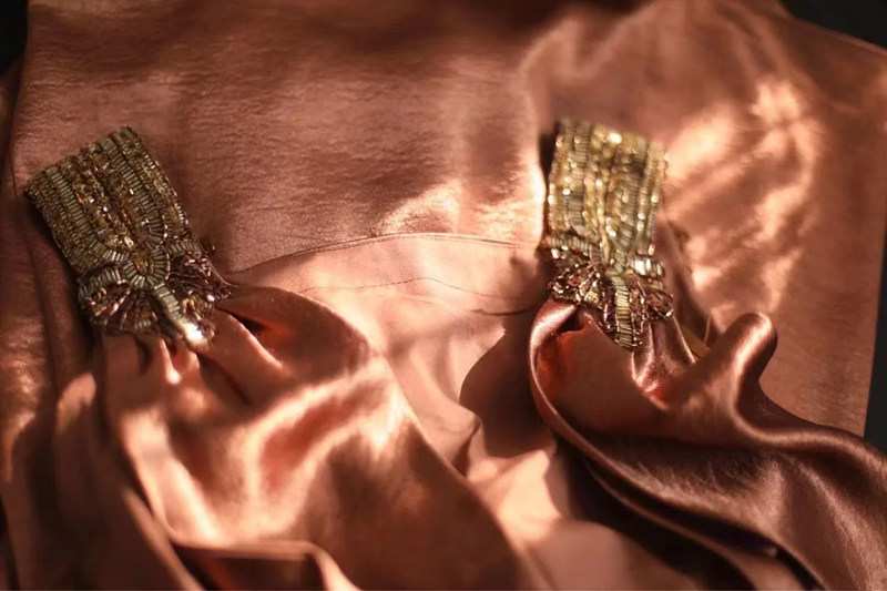 Brown satin backless sexy and elegant long ball gown R6727