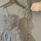 White tube top retro beaded waist slimming and large skirt princess dress homecoming dress R4345