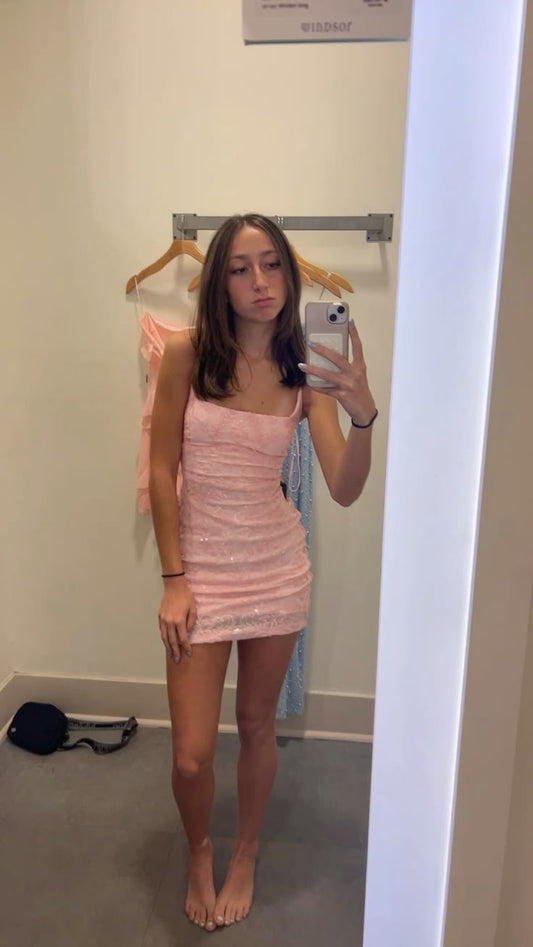 Pink Sheath Cocktail Dress Short Party Dress    S7174