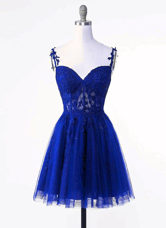 Tulle with Lace Applique Short Formal Dress, Homecoming Dress      S5330