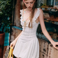 White Lace Cami Mini Dress With Ruffle Trim And Bow Detail R9282