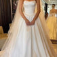 A Line White Strapless Wedding Dresses Long Bridal Gown      S7227