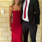 Strapless Red Mermaid Long Prom Dresses      S6992