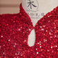 Red puff-sleeved, fitted waist, bodycon, sexy long ball gown/bridal dress R8392