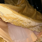 Gold strapless cinched waist ball gown R6966