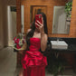 Red Long Evening Dress Sleeveless Sexy Formal Dress     S7034
