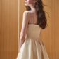 Preppy Style White Cami Mini Dress With Cute Bow And Scalloped Edge R9267