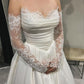 A Line Satin Lace Wedding Dress Modest Princess Bridal Gown      S7095