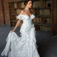 Off Shoulder Lace Wedding Dress Princess Bridal Gown        S6974