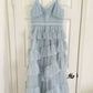 Sweet Light Blue Tulle Prom Dresses,Ruffles Pleated Baby Blue Evening Formal Gown        S2975