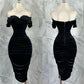 Black Sheath Velvet Prom Party Dress Formal Evening Dress         S7179