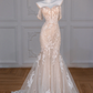 Apricot pink one-shoulder flower waist slim hip maxi dress prom dress bridal gown R5849