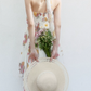 Floral Print Halter Neck Chiffon Dress Women With Lace Trim And Asymmetrical Hem R9419
