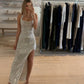 Sequin Sleeveless Prom Dress With Split Evening Dress        S5368