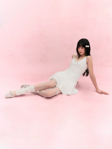 White Halter Mini Dress with Lace V-Neck, Beaded Straps, Smocked Back and Flared Skirt R9254