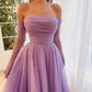 Chic Fashion Strapless Off Shoulder Dress Elegant Women Sparkle Star Fashion A-Line Party Dresses      S3024