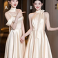 Champagne satin slim waist sexy elegant ball gown, bridesmaid dress R6109