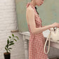 Retro Pink Gingham Halter Mini Dress with Heart Detail R9173