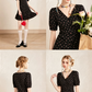 Romantic Black Cherry Floral A-Line Dress With Puff Sleeves And Layered Skirt R9322