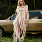 Fairycore White Flowy Dress with Asymmetric Hem, Lace Underlayer and Short Flutter Sleeves R9269