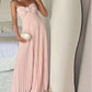 Pink Strapless A-Line Pleated Elegant Long Prom Dress Wedding Guest Dress Evening Party Dress     S7069