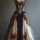 Vintage A-line floral long prom dress, formal evening dress        S7138