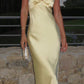 Yellow Sheath Long Prom Dress Satin Wedding Guest Dress     S6994