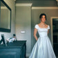 Generous A-line Simple Satin Wedding Dress Charming Evening Dress    S2158