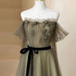 A-Line Tulle Long Prom Dress, Off the Shoulder Formal Evening Dress     S5343