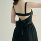 Black Cami Mini Dress Women With Back Bow Detail And Open Back R9475