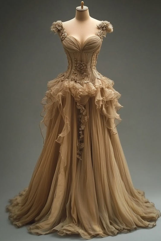 A Line Elegant Evening Gowns Tulle Long Prom Dress     S7223