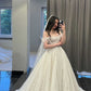 A Line Off Shoulder Tulle Wedding Dress Modest Princess Bridal Gown      S7097