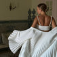 White Pleat Long Evening Dress Sleeveless Sexy Formal Dress     S7036