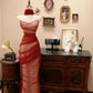 Burgundy Mermaid Long Stunning Vintage Evening Gown Prom Dress       S7261