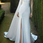 One Shoulder Mermaid Wedding Dresses Side Split Satin Long Bridal Gowns Elegant White Ivory Bride Reception Dress        S7056