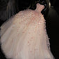 A Line Tulle Strapless Long Stunning Vintage Evening Gown Prom Dress       S7263