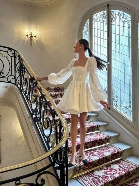 A line white homecoming dress 16th birthday outfits    S5344