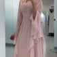 Puff Sleeve Pink Loose Ankle-Length Casual Dress Evening Dress     S7007