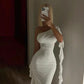White One Shoulder Long Evening Dresses Prom Gown     S6977