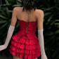 Red Short Party Dress, Birthday Outfits, Homecoming Dress    S6999