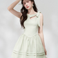 Mint Green A-Line Dress, Women's Sleeveless with Cutout Neck and Bow Shoulder Mini Dress R9339