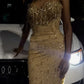 Gold Mermaid Strapless Long Evening Dress Prom Dresses      S7048