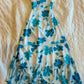 Blue Floral Chiffon Spaghetti Straps Prom Dress  Evening Dress     S7010