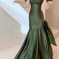 Sexy Mermaid Straps Green Party Dresses Satin Long Prom Dresses       S5245