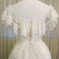 Vintage Off Shoulder Lace Wedding Dress Modest Princess Bridal Gown      S7094
